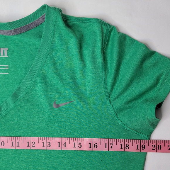 Nike Dri-Fit Womens Size Small Green V-Neck Short Sleeve Regular Fit T-Shirt - Picture 5 of 6